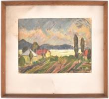 Lajtay Sándor (?-?): Balatonpart. Olaj-pasztell, papír, jelzett. Fa keretben, 30,5×43,5 cm