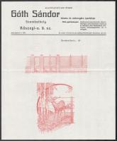 cca 1910 Szombathely, Góth Sándor lakatos és sodronyárú ipartelepének kitöltetlen, fejléces, grafikus számlája