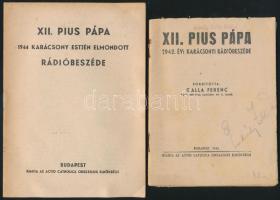 1942-1944 XII. Pius Pápa karácsonyi rádióbeszéde, 2 db nyomtatvány