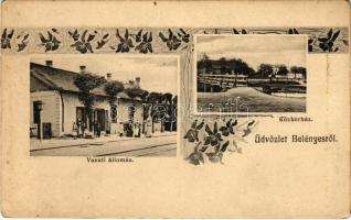 Belényes, Beius; kórház, vasútállomás. Wagner Vilmos fényképész kiadása / hospital, railway station. Art Nouveau (fl)