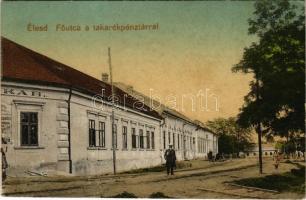 1922 Élesd, Alesd; Fő utca, takarékpénztár, Jakabfi Jakab üzlete / main street, savings bank, shop (Rb)