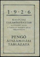 1926 Kalocsai Takarékpénztár pengőátszámítási táblázat