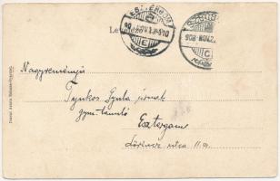 1908 Kékkő, Blauenstein, Modry Kamen; vár. Szecessziós keret lóherével és patkóval. Darvai Armin kia...