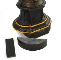 Antik, nagy méretű gyertyatartó pár. Bronz, márvány talapzattal, gazdagon díszített. A márvány talap...