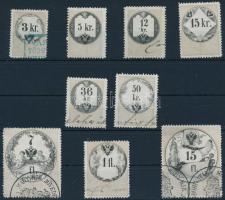 1864 9 klf címlet szürkés papíron (B) (30.000++) / 9 different stamps on greyish paper