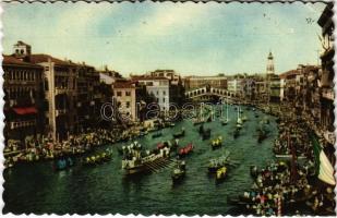 1956 Venezia, Venice; Regate sul Canal Grande / regate on the Grand Canal, ship, canoe (EK)