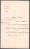 1912 Beöthy László (1860-1943) kereskedelemügyi miniszter (1911-1913) aláírása egy posta és távírdasegédtitkári kinevezésen, fejléces papíron, szárazpecséttel