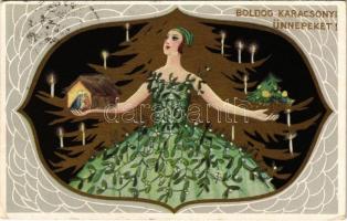 Boldog Karácsonyi Ünnepeket! / Italian Christmas art postcard. Ballerini & Fratini 443., unsigned Chiostri