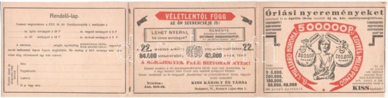 Kiss Károly és Társa bank részvénytársaság a m. kir. osztálysorsjáték főárusítója. Budapest, Kossuth...