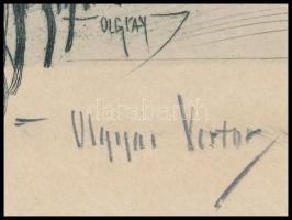 Olgyai Viktor (1870-1929): Téli erdő. Rézkarc, papír, jelzett, 15,5×19,5 cm / Viktor Olgyai: Wood in...