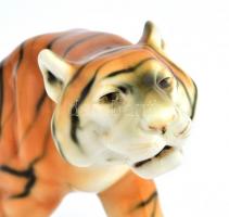 Royal Dux tigris, kézzel festett, jelzett, hibátlanl, h: 37 cm