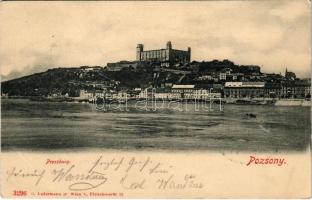 1902 Pozsony, Pressburg, Bratislava; látkép, vár, gőzhajó. C. Ledermann jr. 3296. / general view, castle, steamship