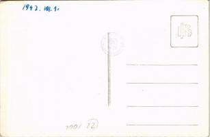 1942 Gyergyószentmiklós, Gheorgheni; Gyilkos-tó, evezős csónak kutyával / Lacul Rosu / lake, rowing ...