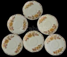 Zsolnay virág mintás teás csésze készlet aljjal. 6 személyes. Kézzel festett, jelzett, kis gyártási ...