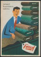 cca 1960 Tavaszi kosztümre, zakóra: Tweed, s.: Bánó, villamosplakát, 24x17,5 cm
