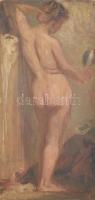 Bacsa András (1870-1933): Női hátakt. Olaj, fa, sérült. A művész a tanulmányait a Mintarajziskolában végezte, mestere Lotz Károly volt. 38,5×19 cm