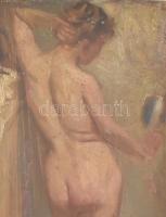 Bacsa András (1870-1933): Női hátakt. Olaj, fa, sérült.  A művész a tanulmányait a Mintarajziskolába...