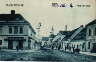 1920 Magyaróvár, Mosonmagyaróvár; Magyar utca, Ungár Adolf fia, Kiss István, Schmickl üzlete
