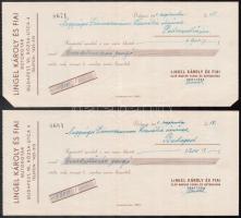 1941-1942 Linger Károly és Fiai Bútorgyár által kiállított számlák (2 db), csekkek (4 db) és levelez...