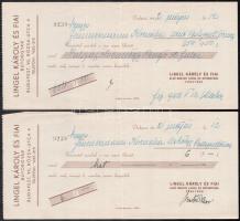 1941-1942 Linger Károly és Fiai Bútorgyár által kiállított számlák (2 db), csekkek (4 db) és levelez...