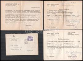 1962-1963 Aba-Novák Vilmos (1894-1941) festőművész a Magyar Nemzeti Galéria emlékkiállítására a művész két képét: "Állatvásár", "Olasz hegyi város" c. képeit kölcsönkérő, hozzájáruló, átvételi elismervények (2 db), és köszönő levelek (2 db), borítékok (2 db) a dokumentumokon Dr. B. Supka Magdolna (1914-2005) művészettörténész, Dr. Solymár István (1924-1977) főigazgató helyettes és Dr. Pogány Ö. Gábor (1916-1998) főigazgató aláírásaival. A kiállítás anyagát később több helyen kiállították: Szolnok, Vrasó, Prága, Kassa. Összesen, 8 db dokumentum. Változó, nagyrészt jó állapotban.