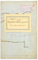1899 A gödöllői Rákos patak hossz és keresztszelvényei, VIII. Ker. M. K. Kulturmérnöki Hivatal bélyegzéssel, a hivatal vezető és kulturmérnök aláírásával, 34x186 cm