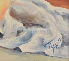 Tóth Imre (?-): Női hátakt. Olaj, farost, jelzett, hátoldalán autográf felirattal, fa keretben, 40×3...