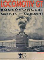 1992 LGT Búcsúkoncert plakát, 1992. május 17. Nyugati Pályaudvar, Offset és Játékkártya Nyomda Bp., feltekerve, egészen apró szakadásokkal a szélein,  114x80 cm