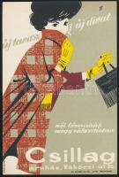 1962 Új tavasz - új divat - női készruhák nagy választékban - Csillag Áruház, s: Nagyréti, villamosplakát, 23,5x16 cm