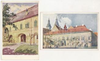Budapest. Műemlékek Országos Bizottsága - 11 db régi művész képeslap / 11 pre-945 art postcards