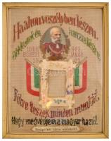 1907 Dekoratív hímzett szolgálati időre vonatkozó katonaemlék, "Ha a hon veszélyben lészen, ott...