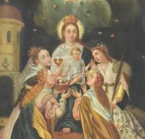 Jelzés nélkül, XVIII v. XIX sz. festő műve, feltehetően 1600 körüli flamand alkotás után: Madonna a ...