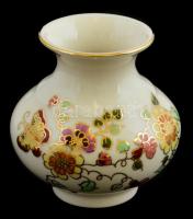 Zsolnay virág mintás porcelán vázácska Kézzel festett, jelzett, minimális kopással 9 cm
