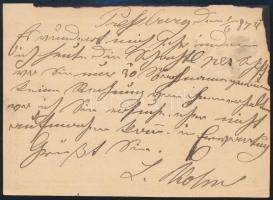 1874 2kr díjjegyes levelezőlap, céges levélzáróval / PS-card "POZSONY"