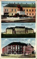 1942 Balassagyarmat, Hősök szobra, Mária Valéria közkórház, Államrendőrségi és csendőrségi palota (ragasztónyom / gluemark)