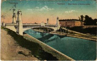 Temesvár, Timisoara; Gyárváros, Béga részlet a Korona híddal / riverside, bridge (Rb)