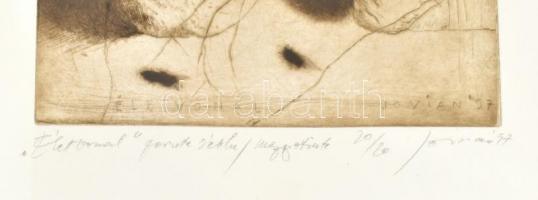 Jovián György (1951-): Életvonal (1997). Rézkarc, mezzotinto, merített papír. Jelzett, számozott 20/...