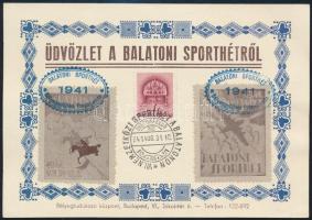 1941 Balatoni sporthét 2 klf levélzáró emléklapon
