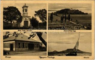 1912 Vonyarcvashegy, Vonyarc-Vashegy;Szentmihály hegy, vitorlás, Római katolikus templom, Hangya üzlet (EK)