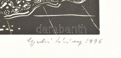 Gyulai Líviusz (1937-): Shakespeare emléklap (1996). Linómetszet, merített papír. Jelzett, számozott...