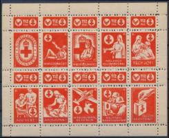 ~1942 Vöröskereszt 10f adománybélyeg 10-es kisívben / Hungarian charity stamp in mini sheet of 10