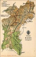 Bars vármegye térképe. Kiadja Károlyi Gy. / Map of Bars county (fa)