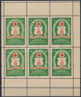 1944 Szentgotthárdi járás közönsége a Magyar Vöröskeresztnek 50f adománybélyegek, 6-os kisíven / Hungarian charity stamps in mini sheet of 6