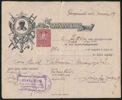 1932 Tornyosnémeti, díszes fejléces kéményseprői számla, szakadással