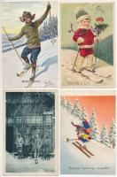 10 db főleg RÉGI téli sport motívum képeslap, síelők (1 Arthur Thiele), pár litho / 10 mostly pre-1945 winter sport motive postcards: skiing (1 Arthur Thiele), some lithos