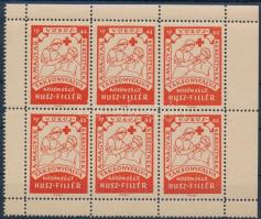 1944 Taksonyfalva közönsége a Magyar Vöröskeresztnek 20f adománybélyegek, 6-os kisíven / Hungarian charity stamps in mini sheet of 6