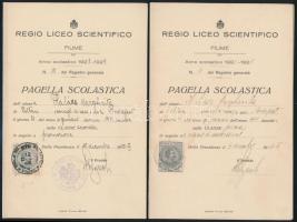 1927-1931 Fiume, 4 db olasz illetékbélyeges bizonyítvány magyar személy részére