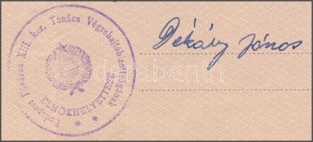 1963 Bp., Magyar Népköztársaság Elnöki Tanácsa által kibocsátott visszahonosítási okirat, Dobi Istvá...