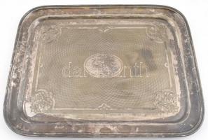 Alpakka tálca, kopottas állapotban, 38x48,5 cm