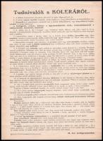 1915 Magyar királyi belügyminiszter által kiadott hirdetmény a kolera elleni védekezésről